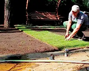 укладка рулонного газона